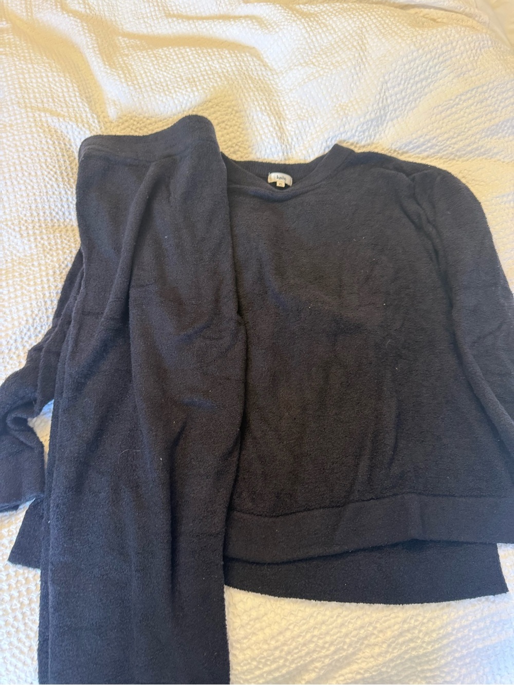 knix Women's Black Crewneck Sweater and Pants Set - Soft Knit